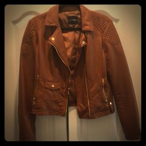 Express brown leather jacket.